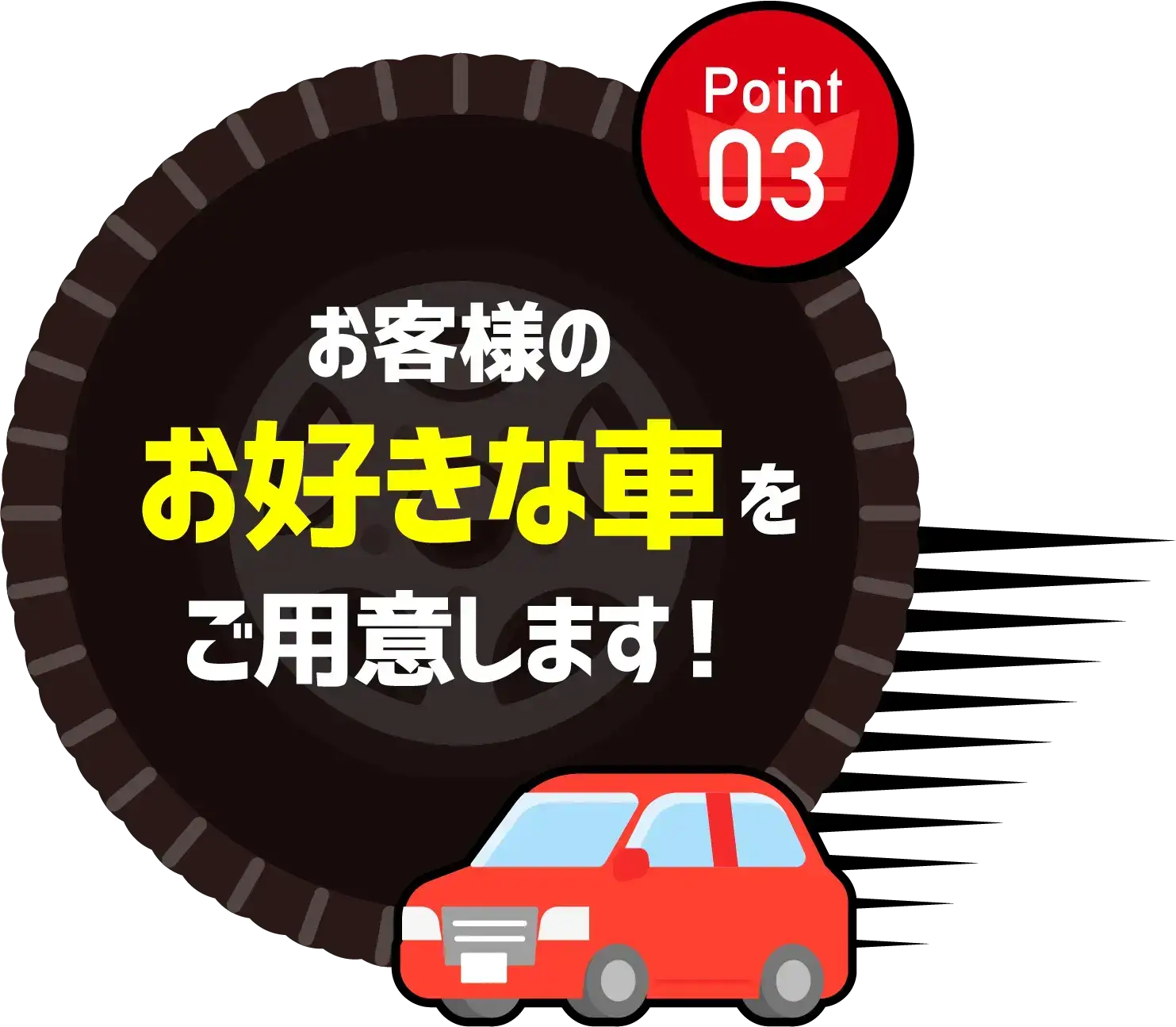 Point03 お客様のお好きな車をご用意します！
